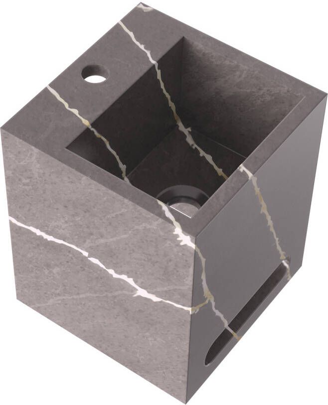 Brauer Nova vrijhangende fontein marmerlook 25cm met kraangat copper brown