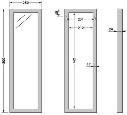 Brauer Onyx rechthoekige spiegel 25x80cm RVS geborsteld