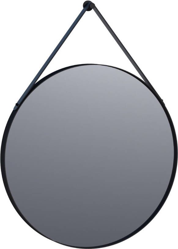 Brauer Onyx ronde spiegel met ophangband 70cm zwart