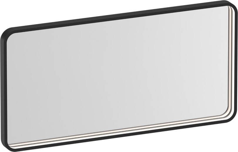 Brauer Sapphire rechthoekige spiegel met verlichting 80x40cm zwart mat