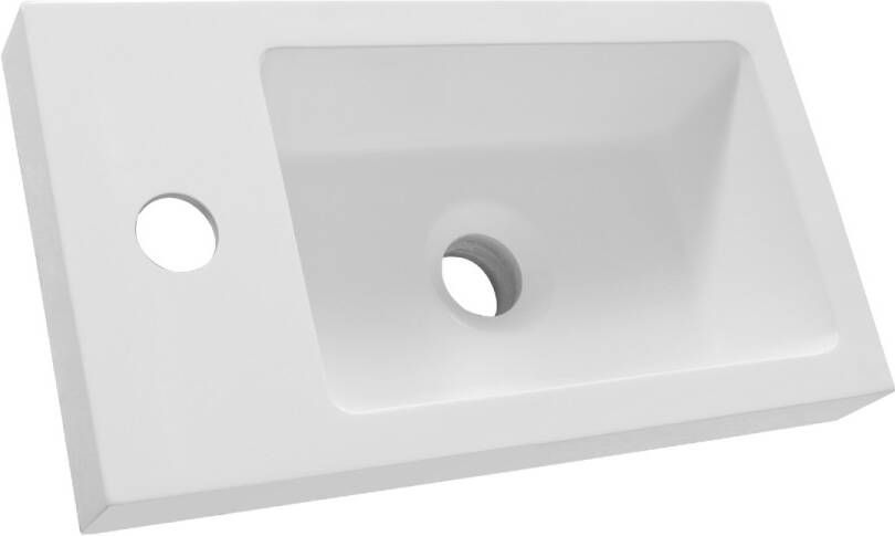 Brauer Solar Medium fontein mineraalmarmer 40x22cm met kraangat wit glans