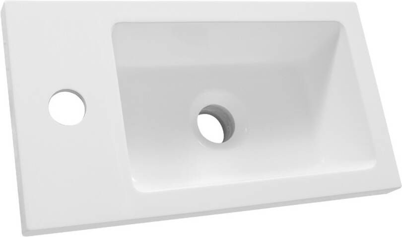 Brauer Solar Slim fontein mineraalmarmer 40x22cm met kraangat wit glans