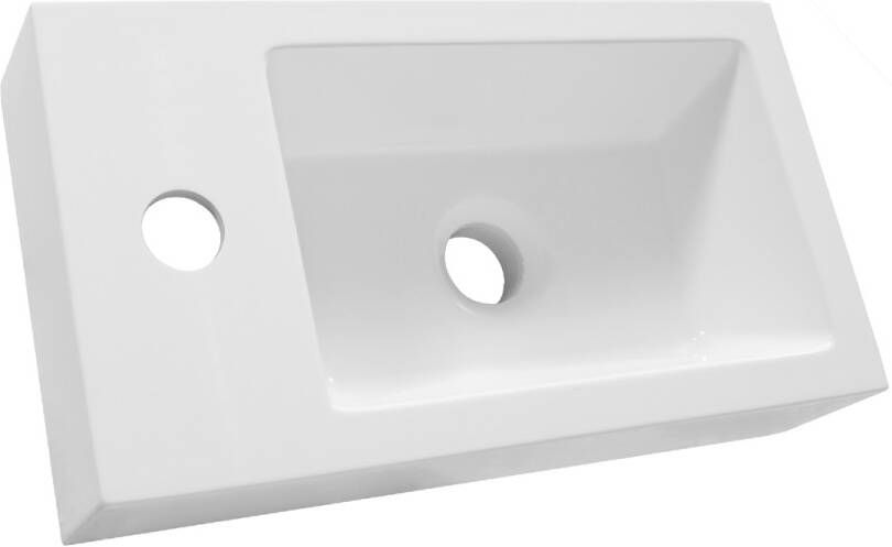 Brauer Solar Thick fontein mineraalmarmer 40x22cm met kraangat wit glans