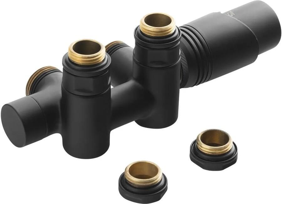 Bruckner Wicher Combi radiator aansluitset midden onder zwart mat