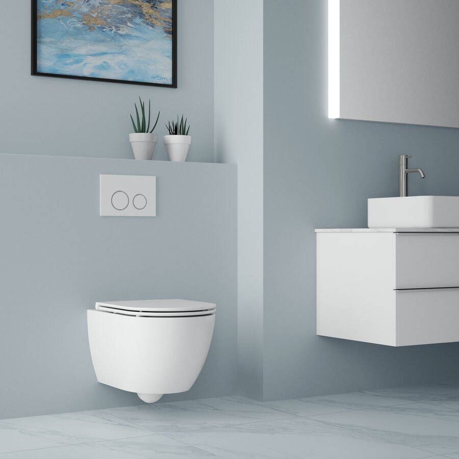 Bruckner Fulda hangend toilet randloos Turboflush 36x52cm wit