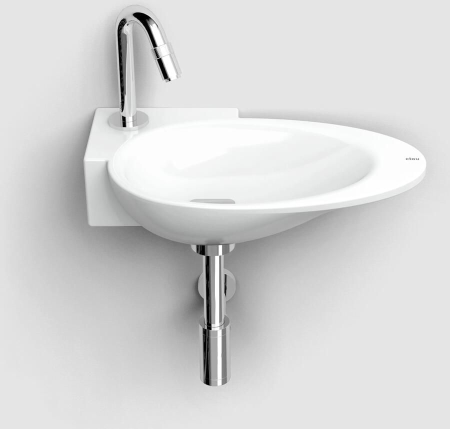 Clou First keramische fontein wit glans met Freddo toiletkraan chroom