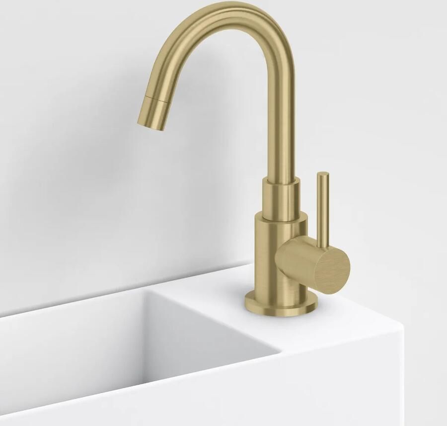 Clou Freddo 1 fonteinkraan met draaibare uitloop goud geborsteld PVD