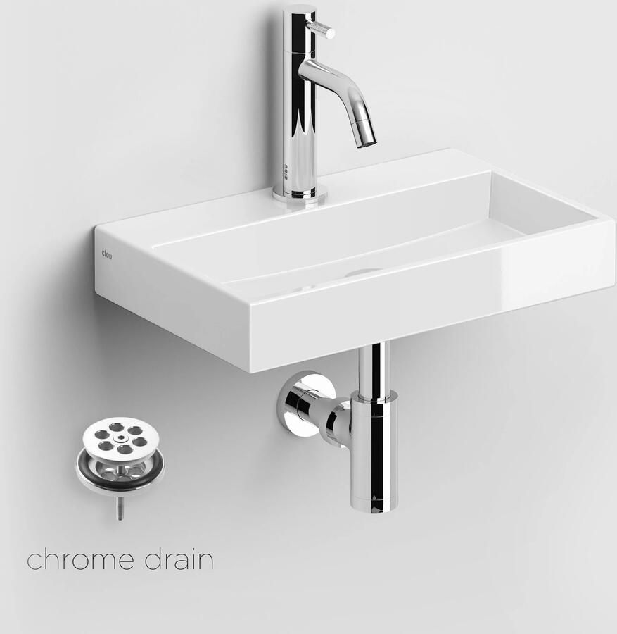 Clou Mini Wash Me keramische fontein 38cm wit glans met Freddo toiletkraan chroom