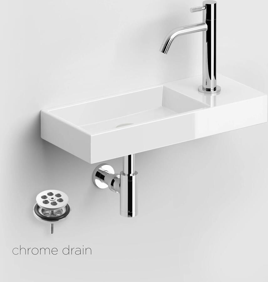 Clou Mini Wash Me keramische fontein 45cm wit glans met Freddo toiletkraan chroom