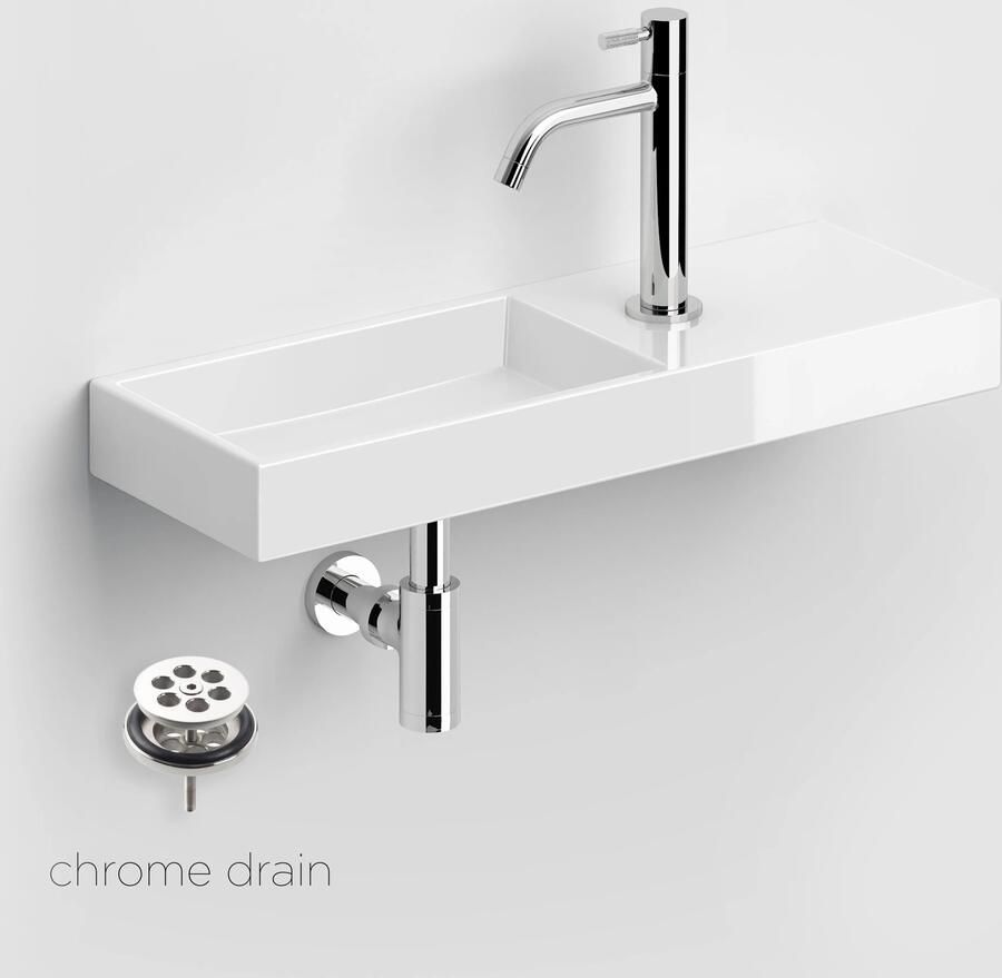 Clou Mini Wash Me keramische fontein 56cm wit glans met Freddo toiletkraan chroom
