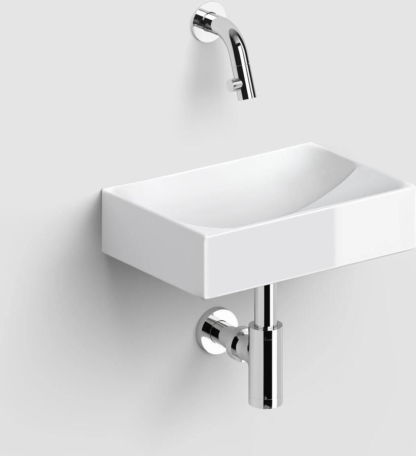 Clou Vale keramische fontein 28cm wit glans met Kaldur toiletkraan chroom