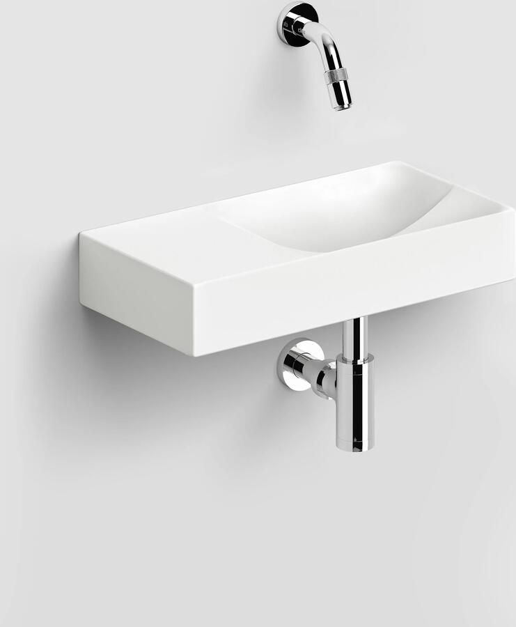 Clou Vale keramische fontein 38cm wit mat met Freddo toiletkraan chroom