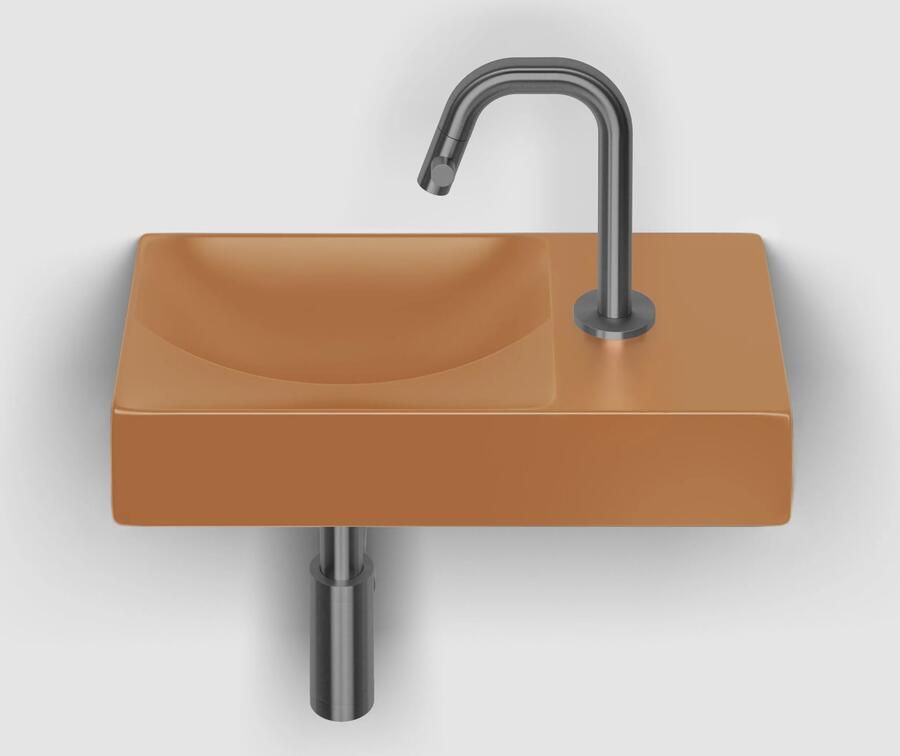 Clou Vale keramische fontein 38cm zand met Kaldur toiletkraan gunmetal geborsteld PVD