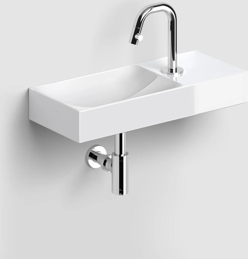 Clou Vale keramische fontein 45cm wit glans met Kaldur toiletkraan chroom