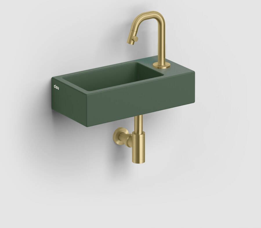 Clou Flush 3 keramische fontein 36cm met kraangat rechts groen mat