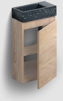 Clou Flush 3 toiletmeubel 36cm eiken rechtsdraaiend met fontein polyethyleen heelal zonder kraangat