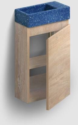 Clou Flush 3 toiletmeubel 36cm eiken rechtsdraaiend met fontein polyethyleen middernacht zonder kraangat