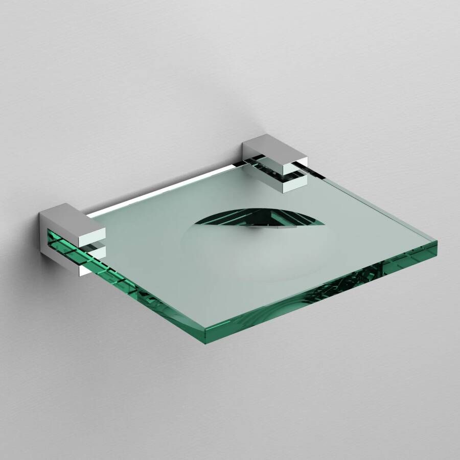Clou Quadria zeepschaal helder glas 13x12cm chroom