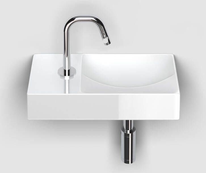 Clou Vale keramische fontein 38cm met kraangat links wit glans