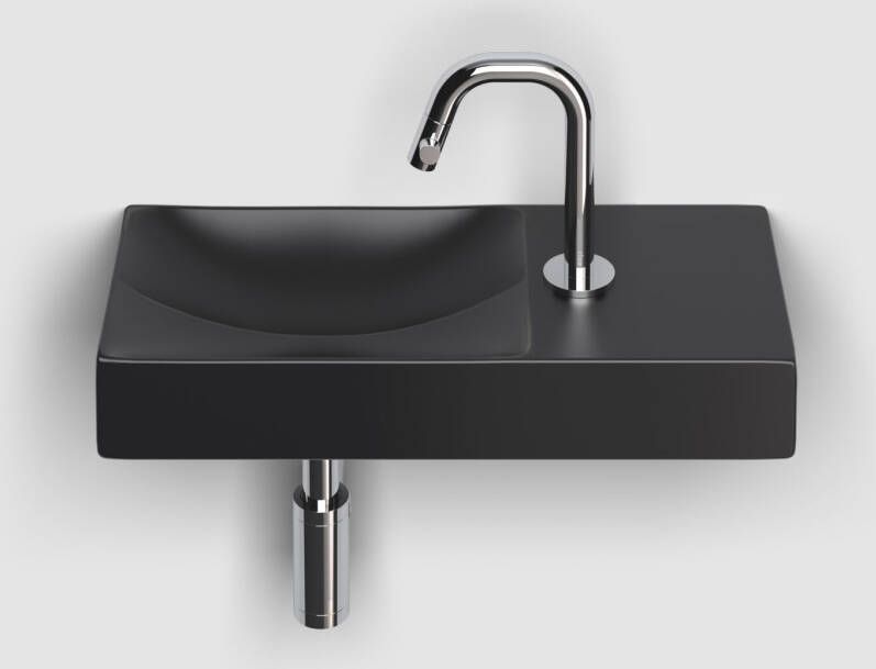 Clou Vale keramische fontein 45cm met kraangat rechts zwart mat