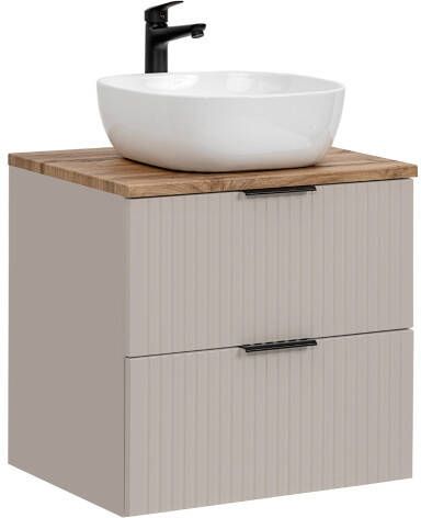 Comad Adele Cashmere badkamermeubel 60cm taupe met waskom en toppaneel eiken