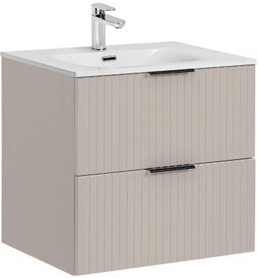 Comad Adele Cashmere badkamermeubel 60cm taupe met witte wastafel 1 kraangat