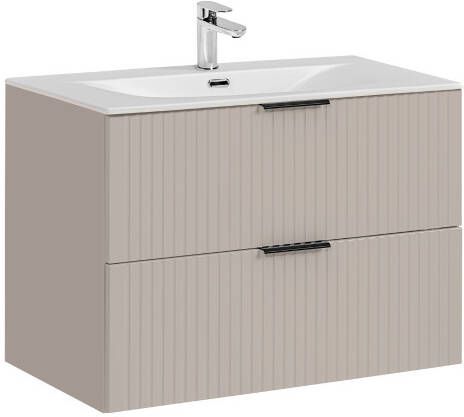 Comad Adele Cashmere badkamermeubel 80cm taupe met witte wastafel 1 kraangat