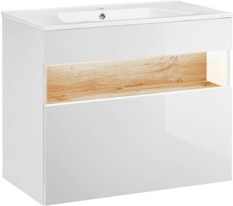 Comad Bahama White badkamermeubel 80cm met witte wastafel en kraangat wit