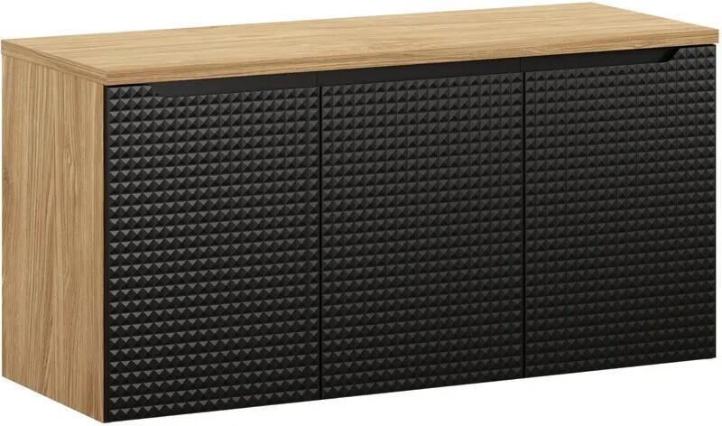 Comad Luxor Black badmeubel 120cm met 3 deuren en wastafelblad