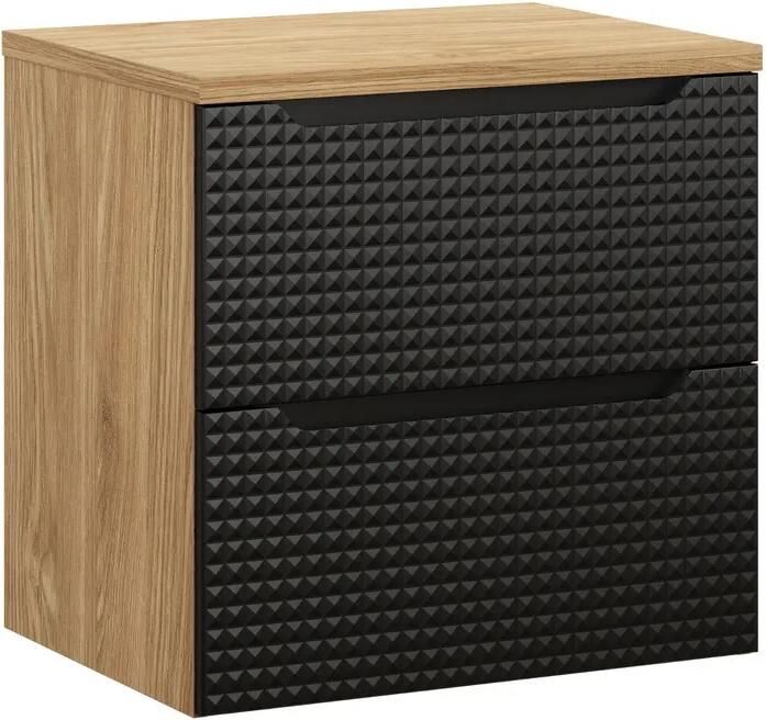 Comad Luxor Black badmeubel 60cm met 2 lades en wastafelblad