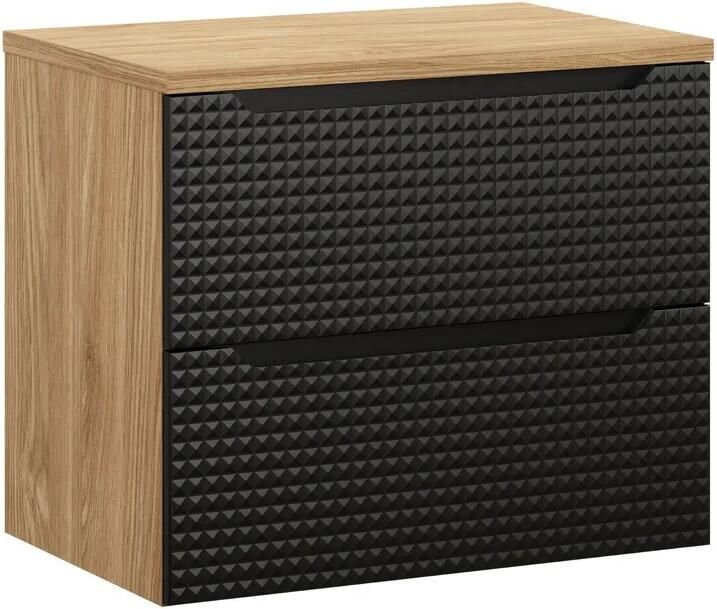 Comad Luxor Black badmeubel 70cm met 2 lades en wastafelblad