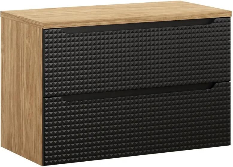 Comad Luxor Black badmeubel 90cm met 2 lades en wastafelblad