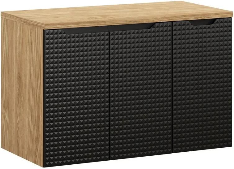 Comad Luxor Black badmeubel 90cm met 3 deuren en wastafelblad