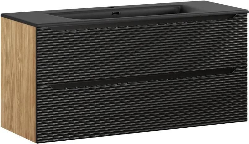 Comad Ocean Black badmeubel 120cm met 2 lades en wastafel zwart mat