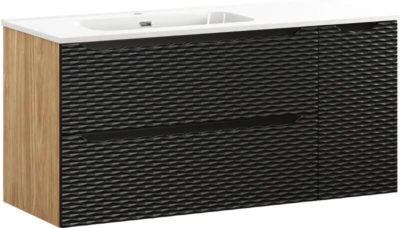 Comad Ocean Black badmeubel 120cm met 30cm deur en wastafel wit glans
