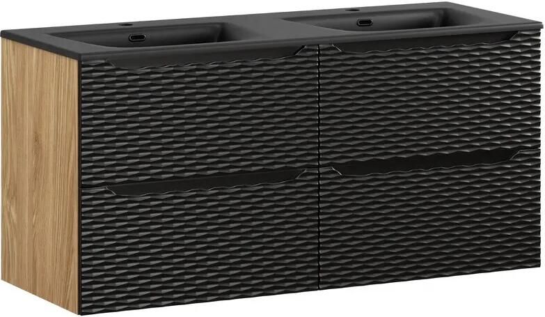 Comad Ocean Black badmeubel 120cm met 4 lades en wastafel zwart mat