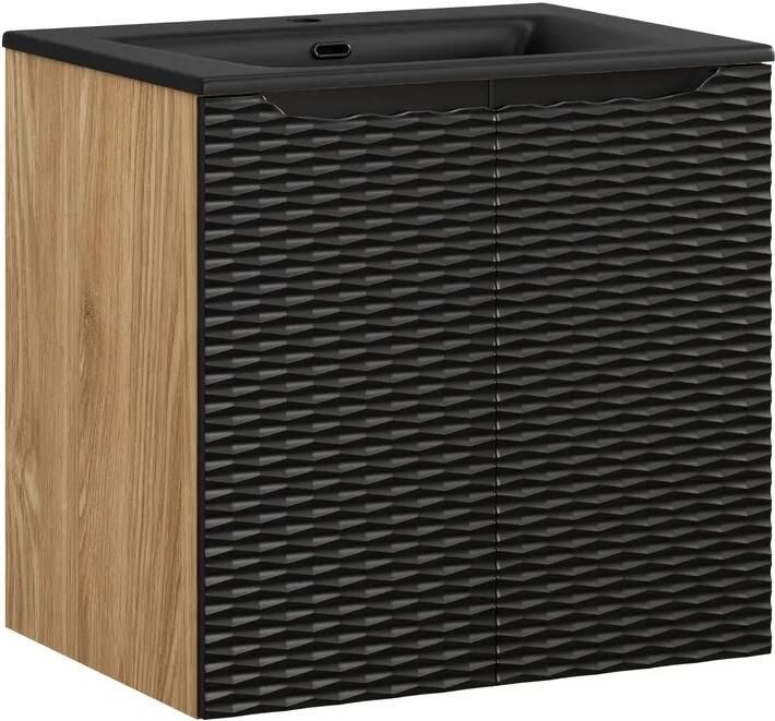 Comad Ocean Black badmeubel 60cm met 2 deuren en wastafel zwart mat