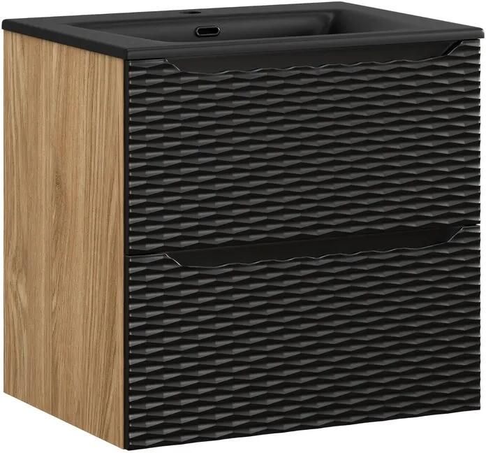 Comad Ocean Black badmeubel 60cm met 2 lades en wastafel zwart mat