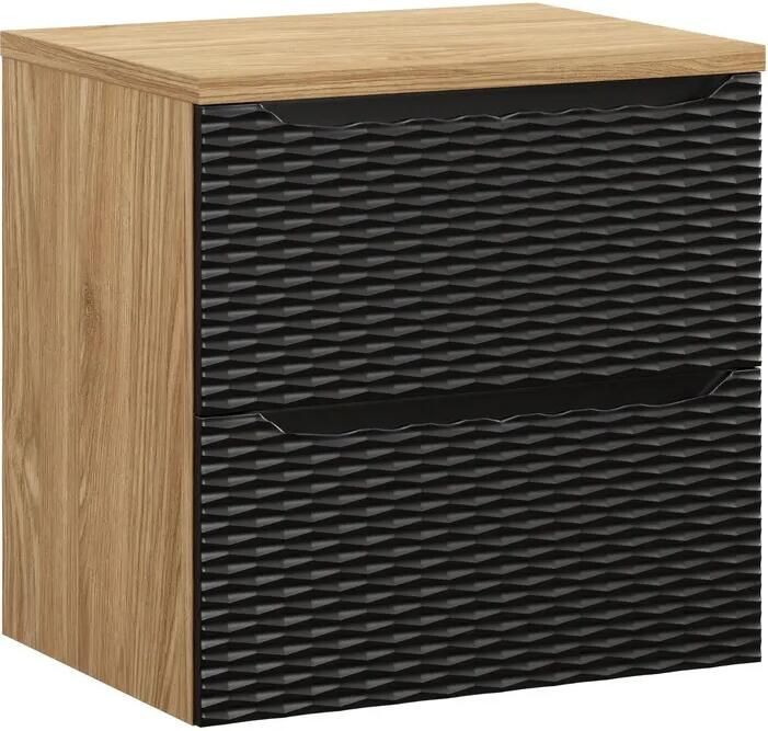 Comad Ocean Black badmeubel 60cm met 2 lades en wastafelblad