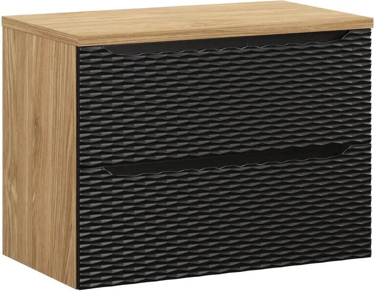 Comad Ocean Black badmeubel 80cm met 2 lades en wastafelblad