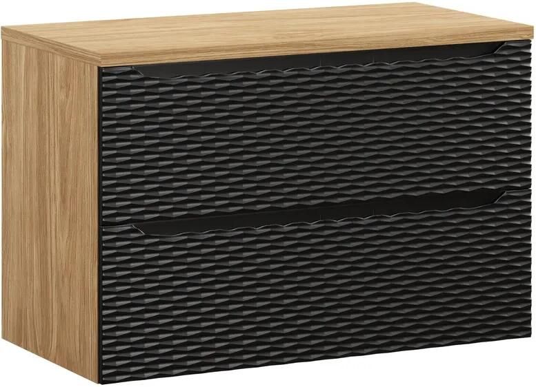Comad Ocean Black badmeubel 90cm met 2 lades en wastafelblad