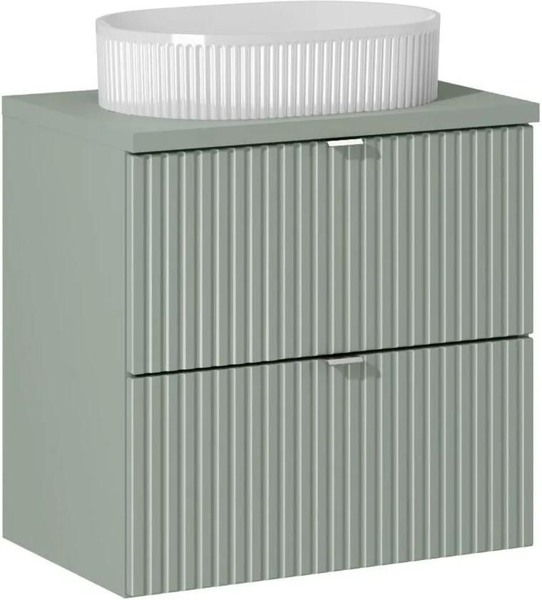 Comad Reed Green badmeubel ribbelfront 60cm met 2 lades en witte waskom
