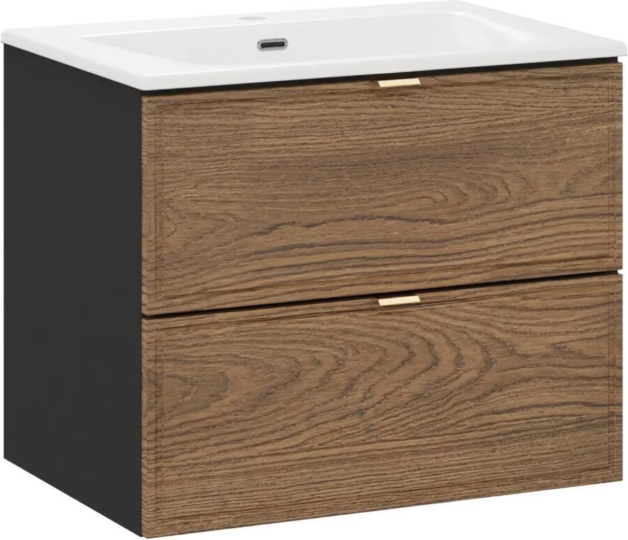 Comad Talia Casella badkamermeubel 60cm met witte wastafel 1 kraangat eiken zwart