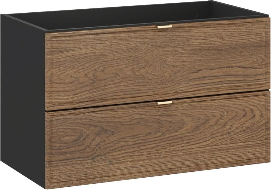Comad Talia Casella onderkast met 2 lades gefreesde voorkant 80cm eiken zwart