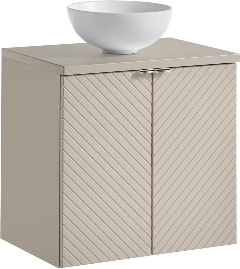 Comad Viva Cashmere badkamermeubel 60cm taupe met 2 lades en mat witte waskom