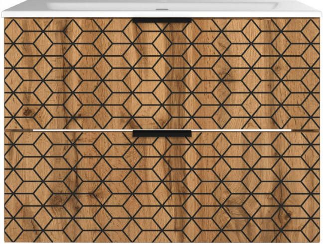 Comad Diamond Wotan badkamermeubel met wastafel 80cm eiken