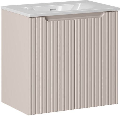Comad Nova Cashmere badkamermeubel 60cm taupe met 2 deuren en wastafel 1 kraangat
