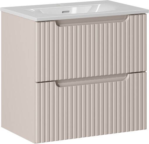 Comad Nova Cashmere badkamermeubel 60cm taupe met 2 lades en wastafel 1 kraangat
