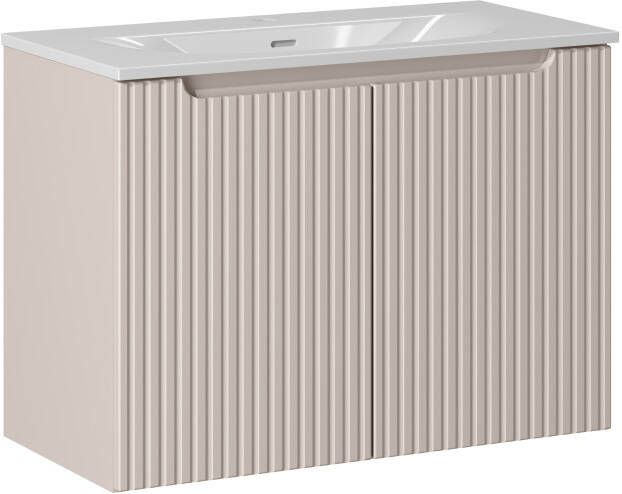 Comad Nova Cashmere badkamermeubel 80cm taupe met 2 deuren en wastafel 1 kraangat