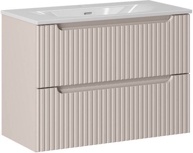 Comad Nova Cashmere badkamermeubel 80cm taupe met 2 lades en wastafel 1 kraangat